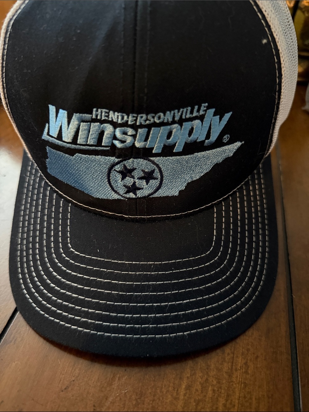 Hendersonville Winsupply Logo Trucker Hat - Black & Light Blue